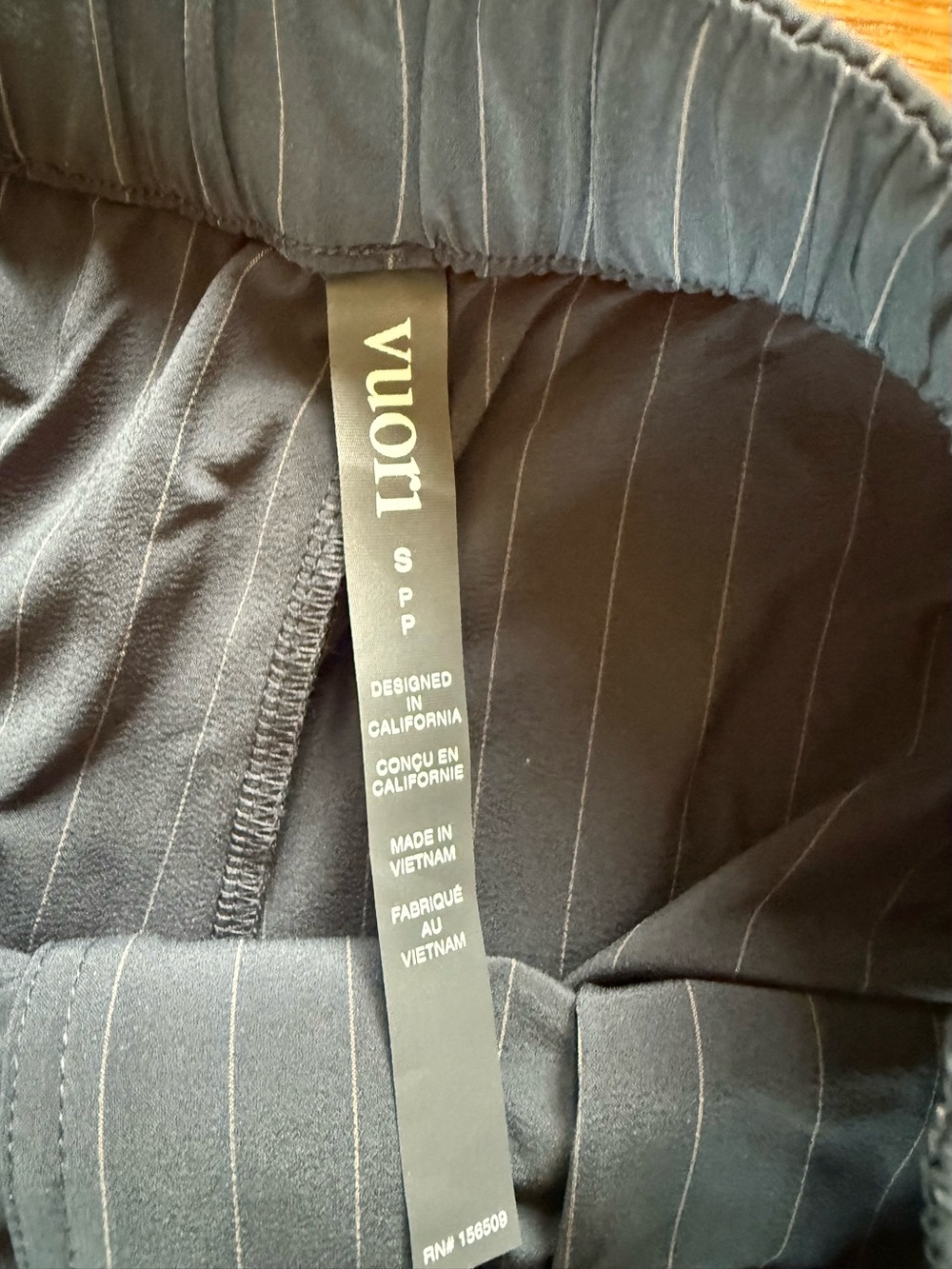 Vuori Wide Leg Pinstripe Pants in Navy Blue - Picture 4 of 4